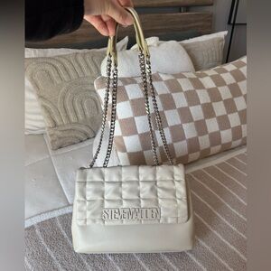 Steve Madden Cream Quilted Shoulder Bag